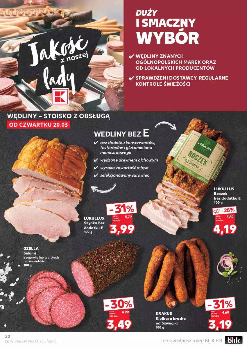 Gazetka promocyjna Kaufland - Gazetka tygodnia - ważna 20.03 do 26.03.2025 - strona 20 - produkty: Boczek, Gra, Kiełbasa, Kiełbasa krucha, Krakus, Salami, Salami z papryką, Ser, Sok, Szynka, Tera