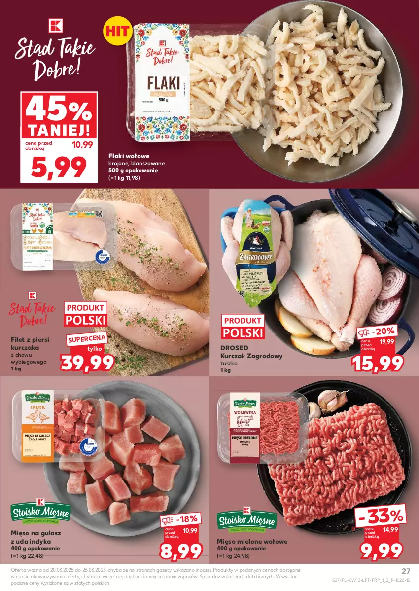 Gazetka promocyjna Kaufland - Gazetka tygodnia - ważna 20.03 do 26.03.2025 - strona 27 - produkty: Filet z piersi kurczaka, Flaki, Flaki wołowe, Kurczak, Mięso, Mięso mielone, Mięso na gulasz, Tusz