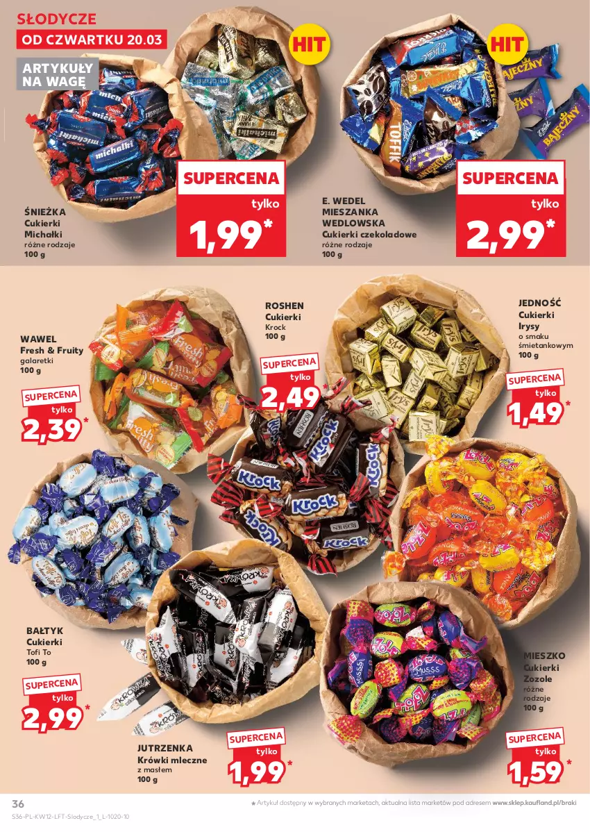 Gazetka promocyjna Kaufland - Gazetka tygodnia - ważna 20.03 do 26.03.2025 - strona 36 - produkty: Cukier, Cukierki, Cukierki czekoladowe, Dres, E. Wedel, Gala, Galaretki, Jutrzenka, Krówki mleczne, Lody, Michałki, Mieszanka wedlowska, Wawel