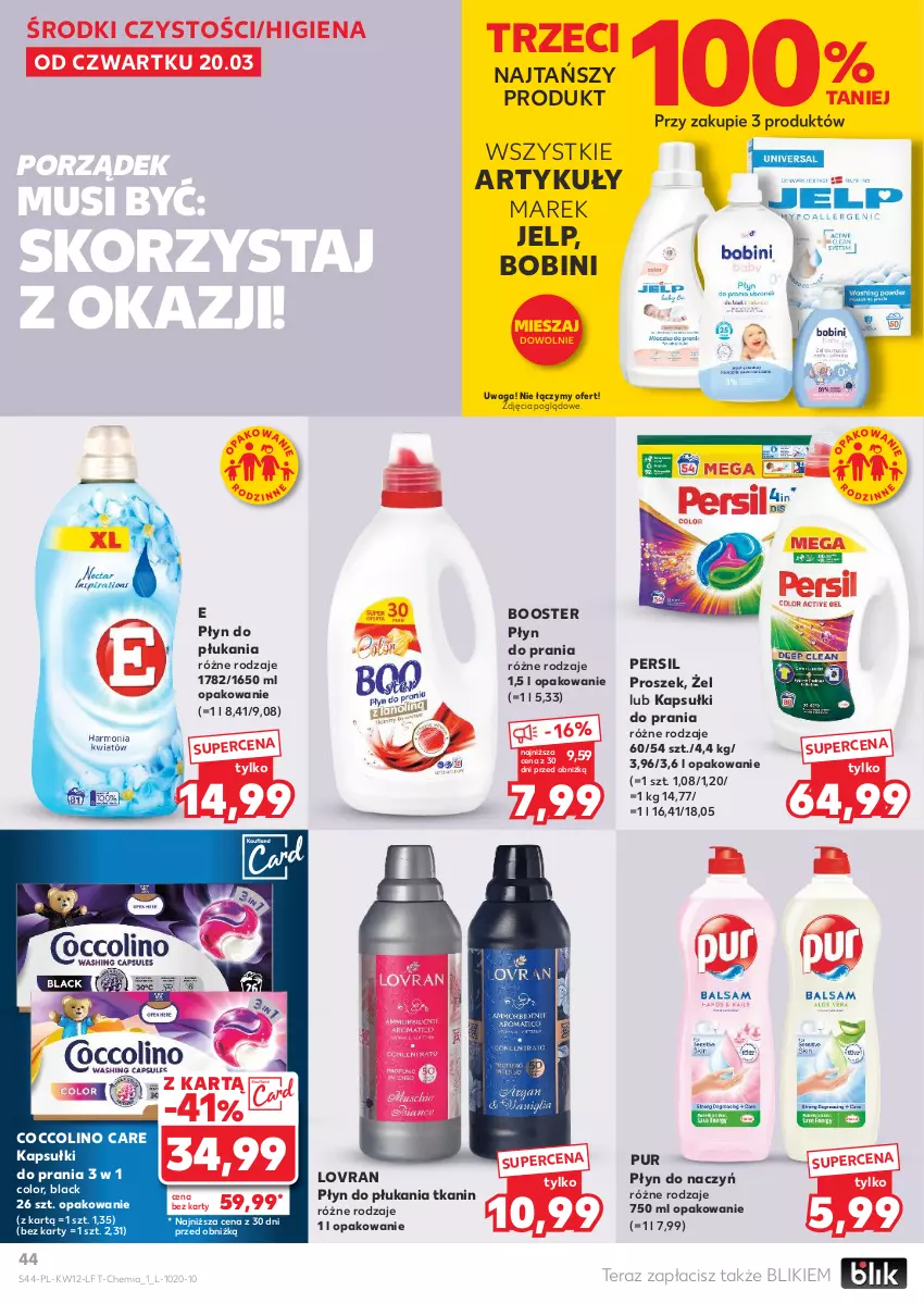 Gazetka promocyjna Kaufland - Gazetka tygodnia - ważna 20.03 do 26.03.2025 - strona 44 - produkty: Booster, Coccolino, Kapsułki do prania, Lack, Mus, Persil, Płyn do płukania, Płyn do prania, Por, Pur, Tera, Waga