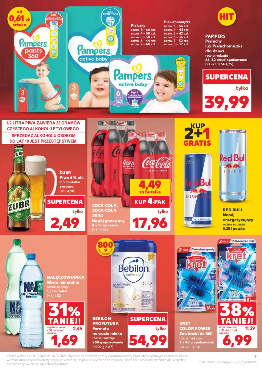 Gazetka promocyjna Kaufland - Gazetka tygodnia - ważna 20.03 do 26.03.2025 - strona 7 - produkty: BEBILON, Coca-Cola, Dzieci, Gra, Kret, Majtki, Nałęczowianka, Napój, Napój gazowany, Pampers, Pieluchomajtki, Pieluchy, Piwa, Piwo, Red Bull, Woda, Woda mineralna, Zawieszki