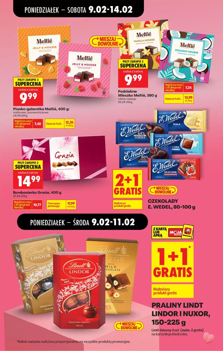 Gazetka promocyjna Biedronka - Gazetka - ważna 09.02 do 16.02.2026 - strona 11 - produkty: E. Wedel, Gala, Galaretka, Gra, Lindt, Mleczko, Por, Praliny