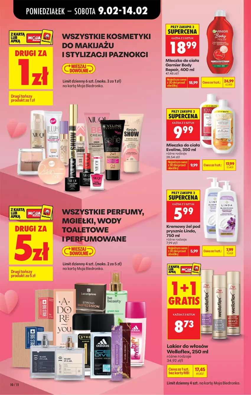 Gazetka promocyjna Biedronka - Gazetka - ważna 09.02 do 16.02.2026 - strona 12 - produkty: Be Be, Body, Eveline, Fa, Finish, Garnier, Gra, Lakier, Lakier do włosów, Makijaż, Mleczko, Mleczko do ciała, Perfum, Wella, Wellaflex