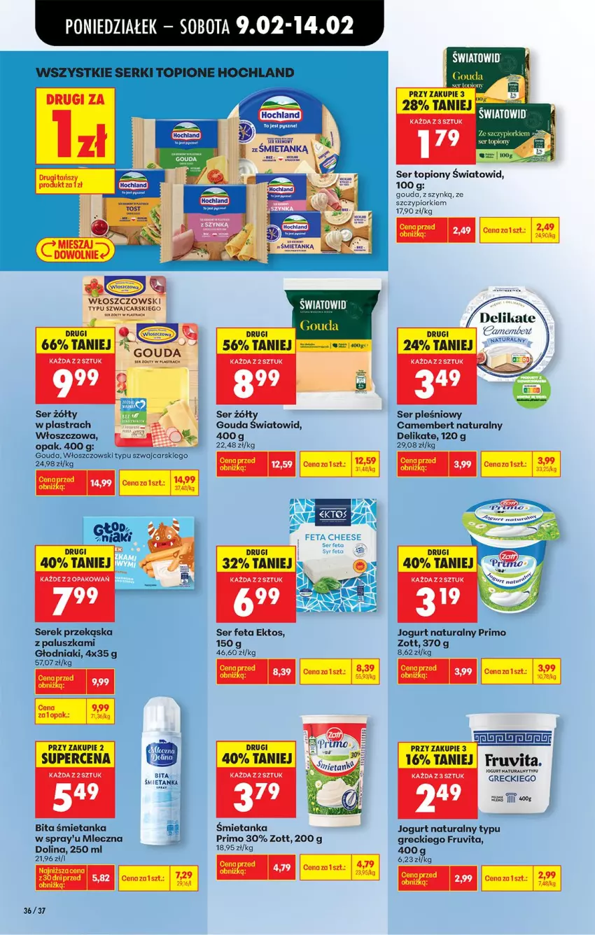 Gazetka promocyjna Biedronka - Gazetka - ważna 09.02 do 16.02.2026 - strona 44 - produkty: Camembert, Cars, Feta, Gouda, Jogurt, Jogurt naturalny, Klej, Ser, Ser pleśniowy, Ser topiony, Serek, Top, Włoszczowski, Zott