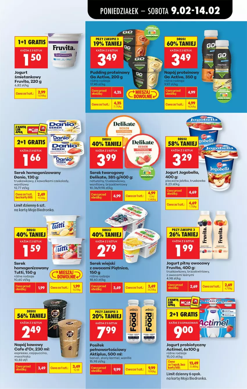 Gazetka promocyjna Biedronka - Gazetka - ważna 09.02 do 16.02.2026 - strona 45 - produkty: Aktiplus, Bell, Bella, Danio, Jogobella, Jogurt, Jogurt pitny, Kawa, Napój, Piątnica, Piec, Pudding, Ser, Serek, Serek homogenizowany, Serek twarogowy, Serek wiejski