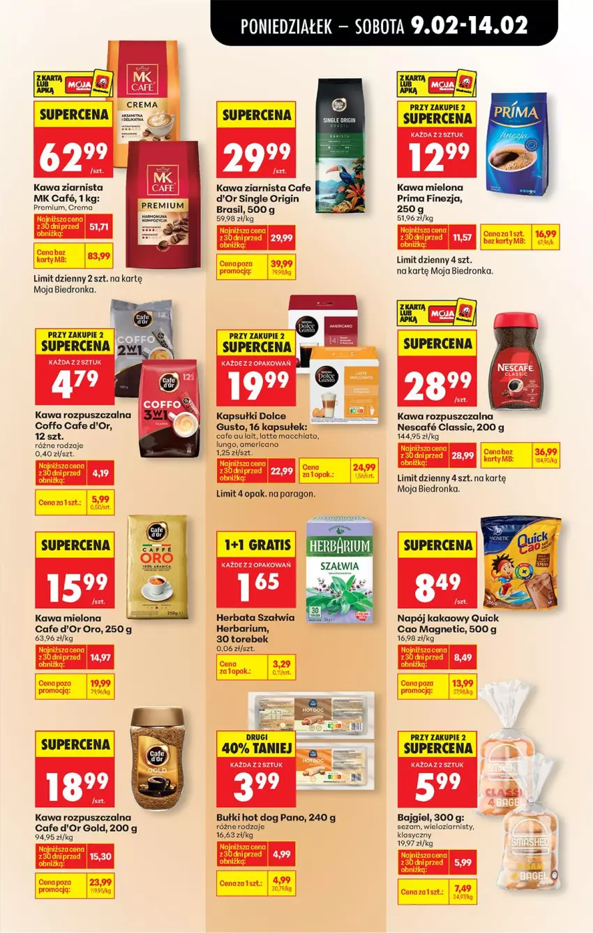 Gazetka promocyjna Biedronka - Gazetka - ważna 09.02 do 16.02.2026 - strona 59 - produkty: AEG, Chia, Gin, Herbata, Hot dog, Kakao, Kawa, Kawa mielona, Kawa rozpuszczalna, Kawa ziarnista, Napój, Prima, Sezam