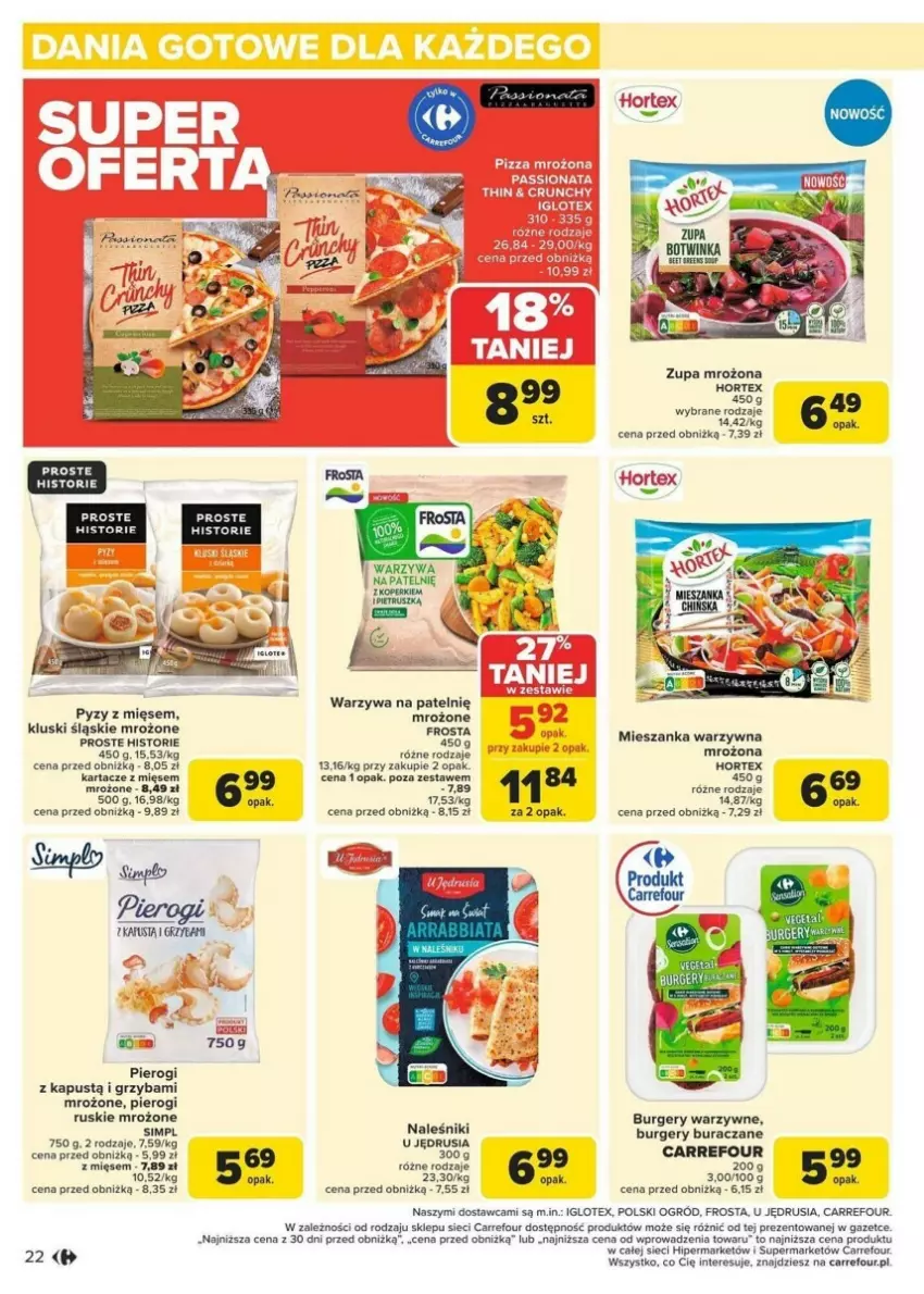 Gazetka promocyjna Carrefour - ważna 13.01 do 19.01.2025 - strona 15 - produkty: Burger, Fa, Frosta, Hortex, Kapustą, Mieszanka warzyw, Naleśniki, Ogród, Pierogi, Warzywa, Zupa