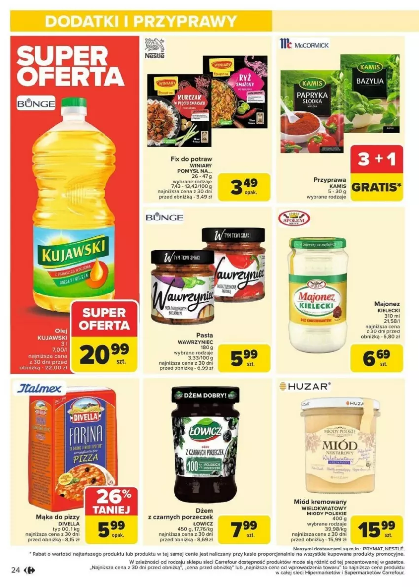 Gazetka promocyjna Carrefour - ważna 13.01 do 19.01.2025 - strona 17 - produkty: Dżem, Gra, Majonez, Mąka, Mąka do pizzy, Miód, Por, Prymat, Wella, Winiary