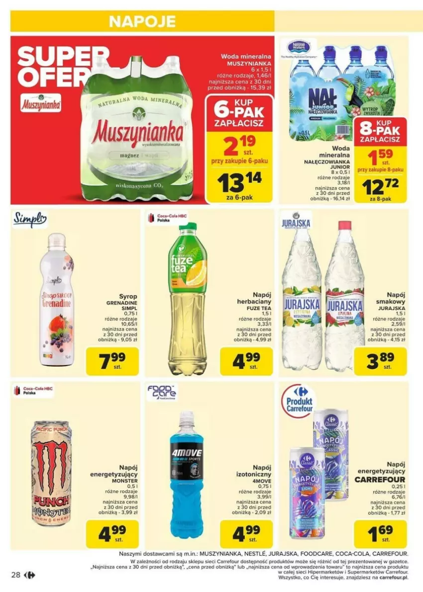 Gazetka promocyjna Carrefour - ważna 13.01 do 19.01.2025 - strona 21 - produkty: Coca-Cola, Magnez, Moda, Mus, Muszynianka, Nałęczowianka, Napój, Napój izotoniczny, Syrop, Woda