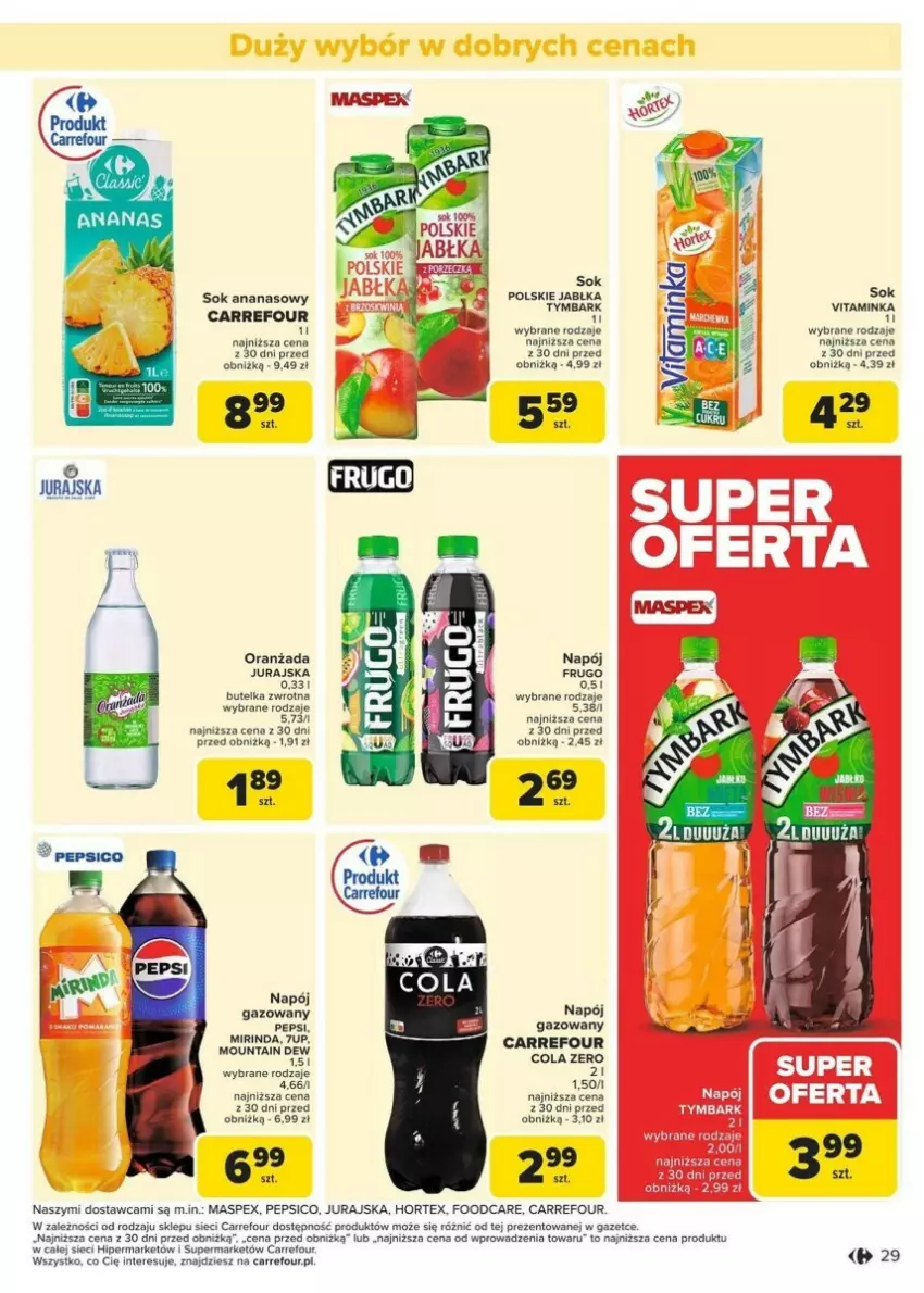 Gazetka promocyjna Carrefour - ważna 13.01 do 19.01.2025 - strona 22 - produkty: Ananas, Fa, Hortex, Inka, Jabłka, Napój, Oranżada, Pepsi, Sok