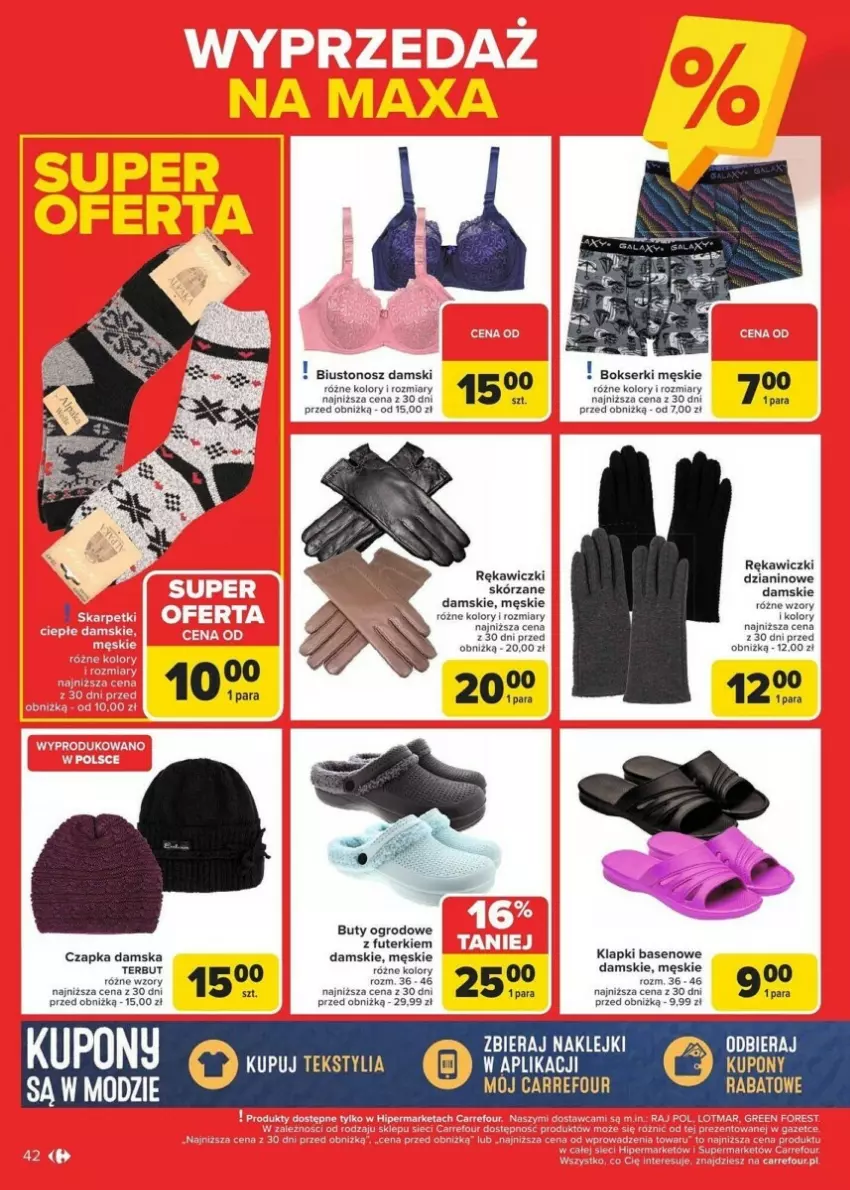 Gazetka promocyjna Carrefour - ważna 13.01 do 19.01.2025 - strona 37 - produkty: Biustonosz, Bokserki, Buty, Buty ogrodowe, Czapka, Klapki, Klej, Ser