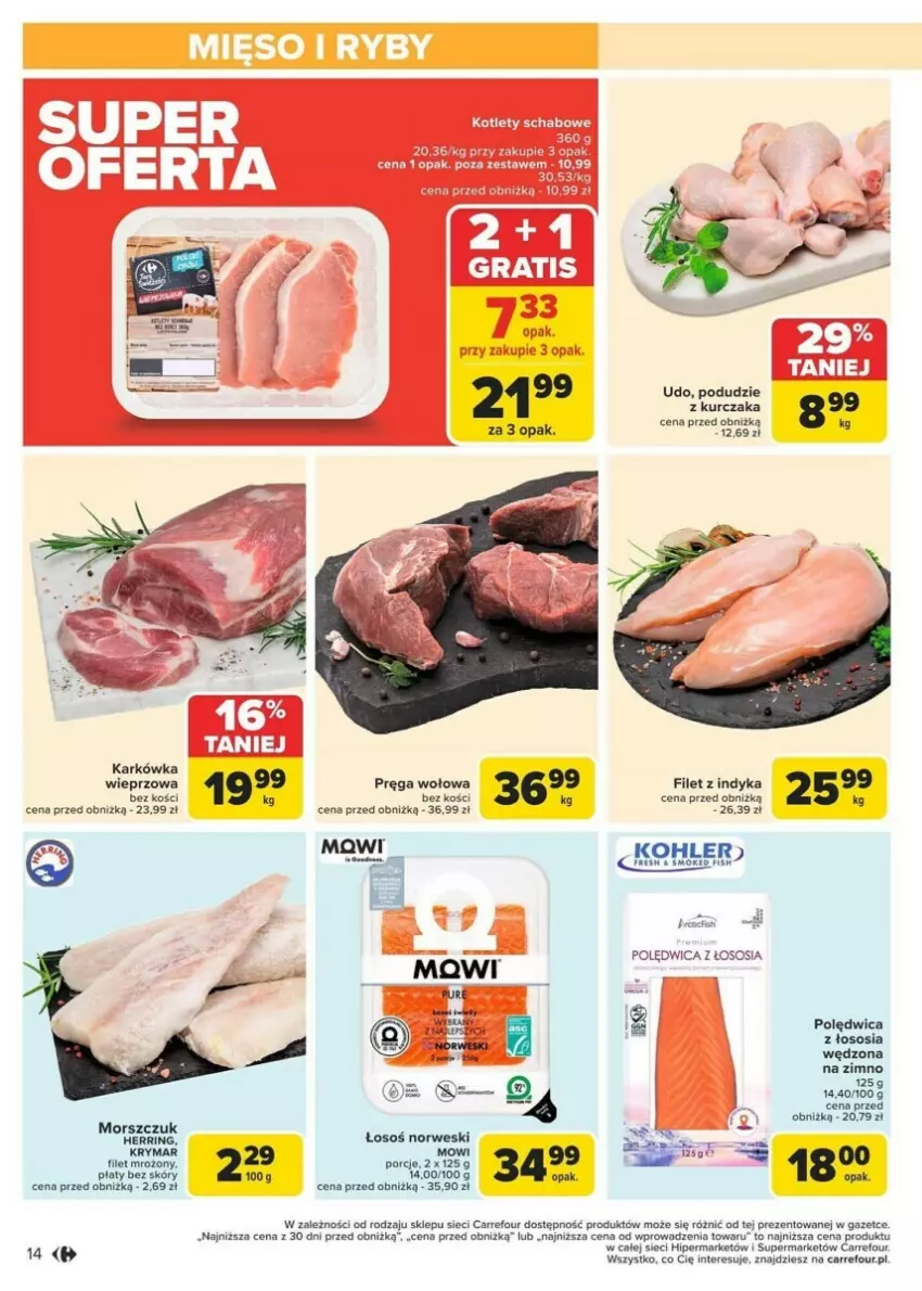 Gazetka promocyjna Carrefour - ważna 13.01 do 19.01.2025 - strona 6 - produkty: Fa, Karkówka wieprzowa, Kurczak, Olej, Polędwica, Por, Pręga wołowa, Pur, Sos