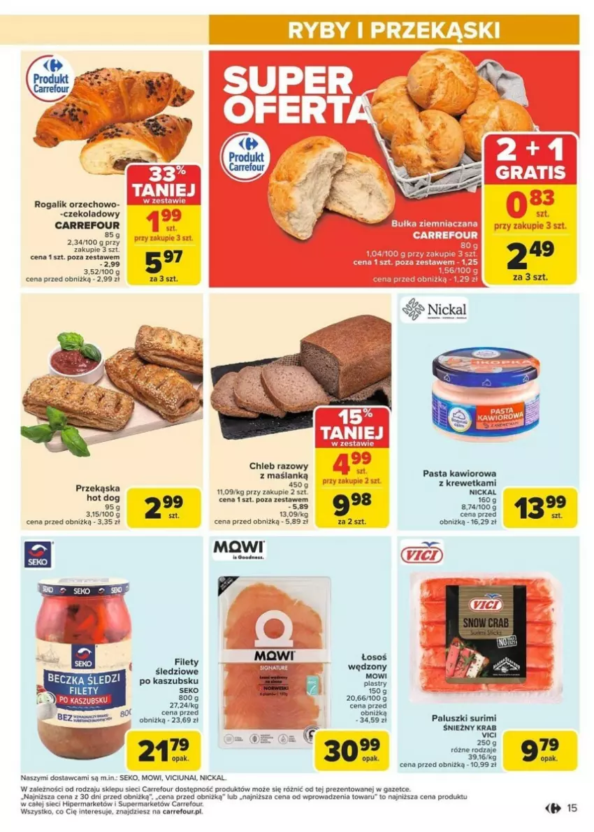 Gazetka promocyjna Carrefour - ważna 13.01 do 19.01.2025 - strona 7 - produkty: Bułka, Chleb, Hot dog, Rogal, SEKO, Surimi