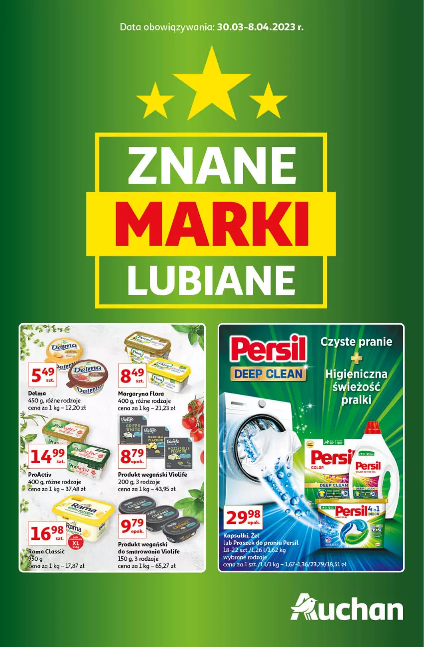 Gazetka promocyjna Auchan - Gazetka Znane Marki Lubiane Hipermarket Auchan - ważna 30.03 do 08.04.2023 - strona 1 - produkty: Flora, Margaryna, Rama