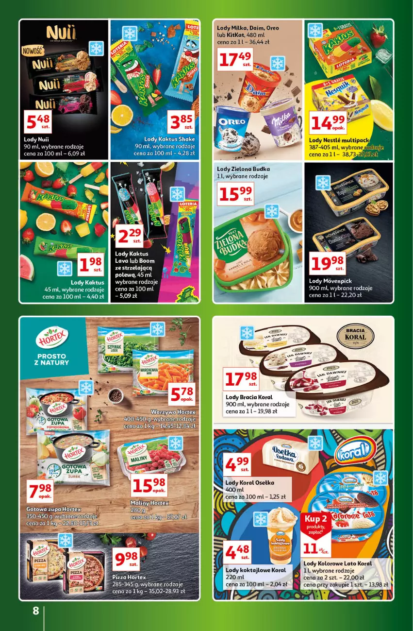 Gazetka promocyjna Auchan - Gazetka Znane Marki Lubiane Hipermarket Auchan - ważna 30.03 do 08.04.2023 - strona 8 - produkty: Lody, Milka, Zielona Budka