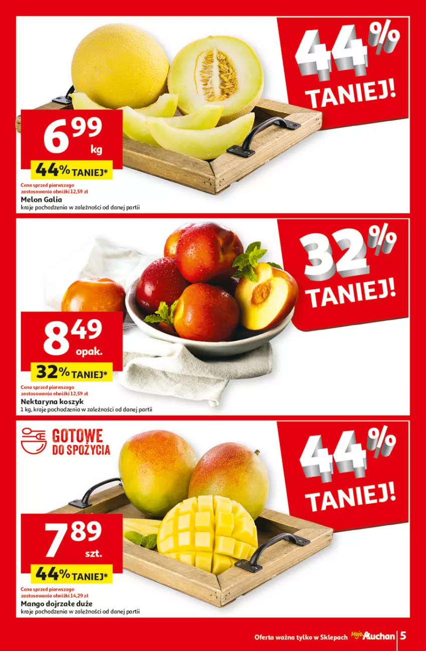 Gazetka promocyjna Auchan - Gazetka CENY W DÓŁ Moje Auchan - ważna 13.06 do 19.06.2024 - strona 5 - produkty: Fa, Kosz, Mango, Melon, Nektar