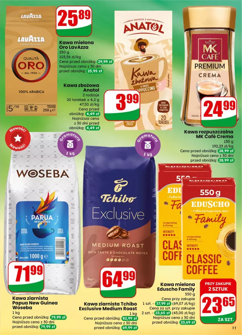 Gazetka promocyjna Dino - Gazetka 05 / 2026 - ważna 27.01 do 03.02.2026 - strona 11 - produkty: BIC, Fa, Kawa, Kawa mielona, Kawa rozpuszczalna, Kawa zbożowa, Kawa ziarnista, Lavazza, Tchibo, Woseba