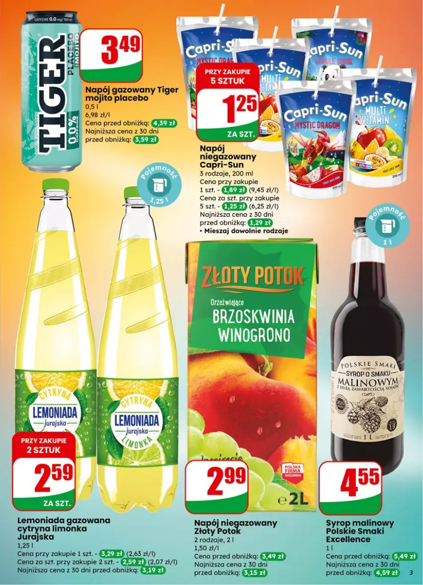 Gazetka promocyjna Dino - Gazetka 05 / 2026 - ważna 27.01 do 03.02.2026 - strona 3 - produkty: Lemoniada, Limonka, Napój, Napój niegazowany, Sok, Syrop, Tiger