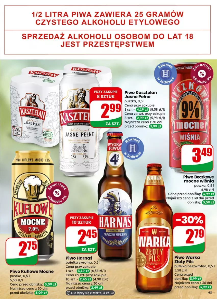 Gazetka promocyjna Dino - Gazetka 05 / 2026 - ważna 27.01 do 03.02.2026 - strona 43 - produkty: Harnaś, Kasztelan, Piwo, Warka