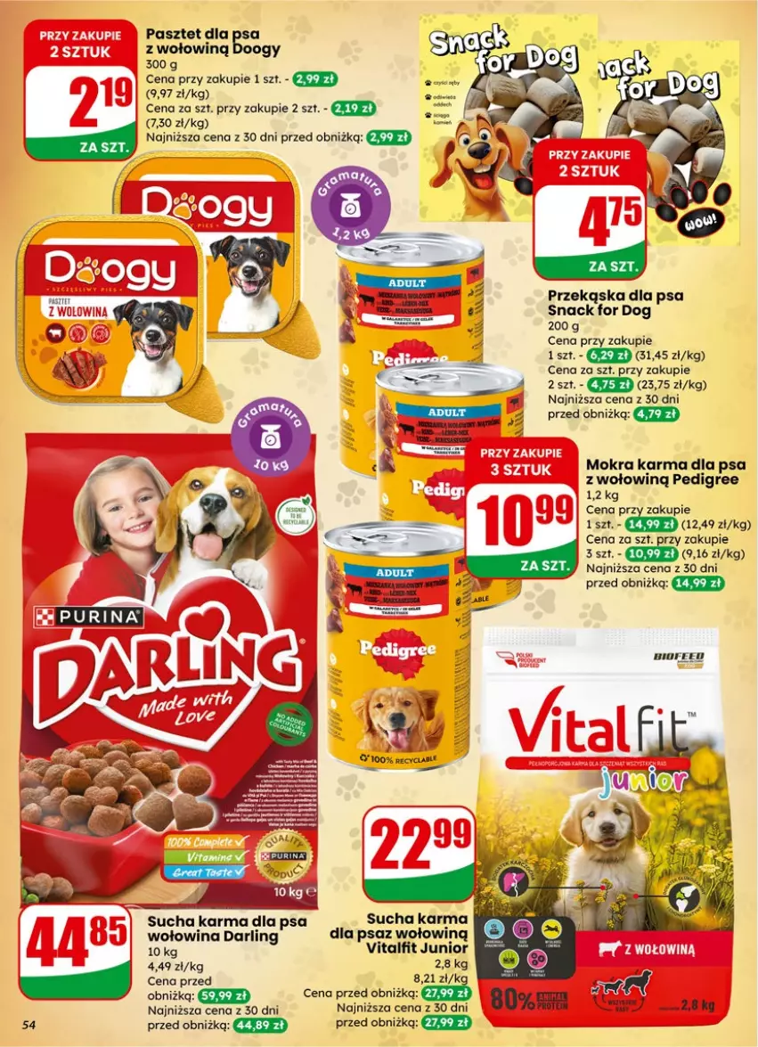 Gazetka promocyjna Dino - Gazetka 05 / 2026 - ważna 27.01 do 03.02.2026 - strona 54 - produkty: Mokra karma, Pasztet, Pedigree, Sucha karma, Wołowina