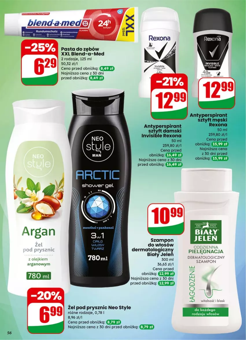 Gazetka promocyjna Dino - Gazetka 05 / 2026 - ważna 27.01 do 03.02.2026 - strona 56 - produkty: Antyperspirant, Biały Jeleń, Blend-a-Med, Fa, Leon, Olej, Rexona, Rum, Sos, Szampon