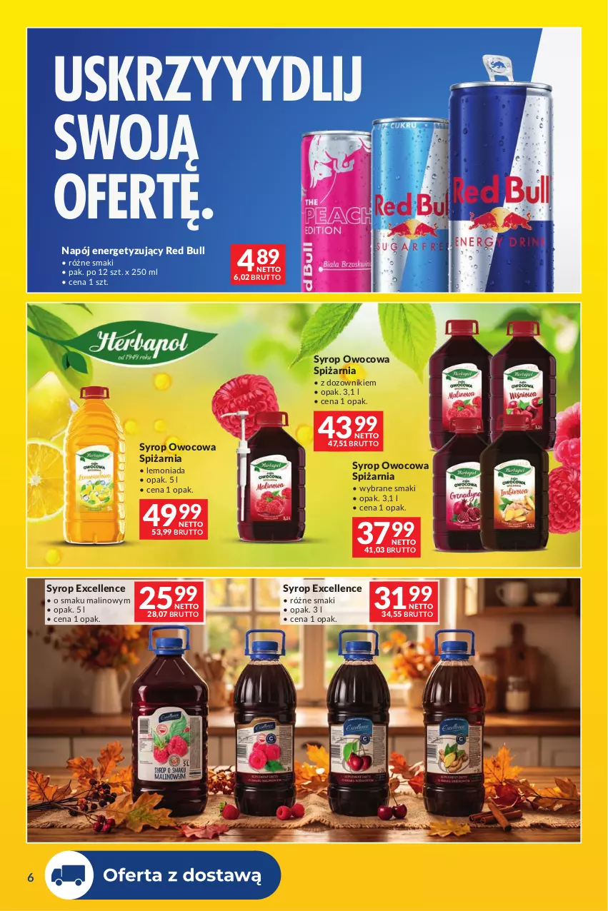 Gazetka promocyjna Makro - Dostawy dla gastronomii - ważna 01.10 do 31.10.2026 - strona 6 - produkty: Dozownik, Lemoniada, Napój, Red Bull, Syrop