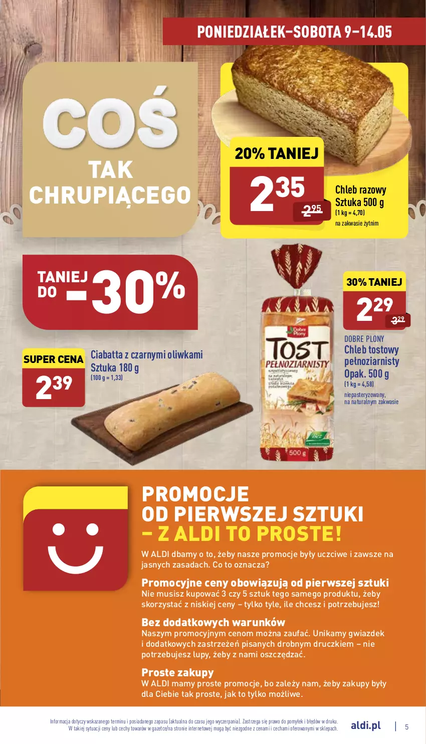 Gazetka promocyjna Aldi - Katalog spożywczy - ważna 09.05 do 14.05.2022 - strona 5 - produkty: Chleb, Chleb tostowy, Ciabatta, Fa, Mus