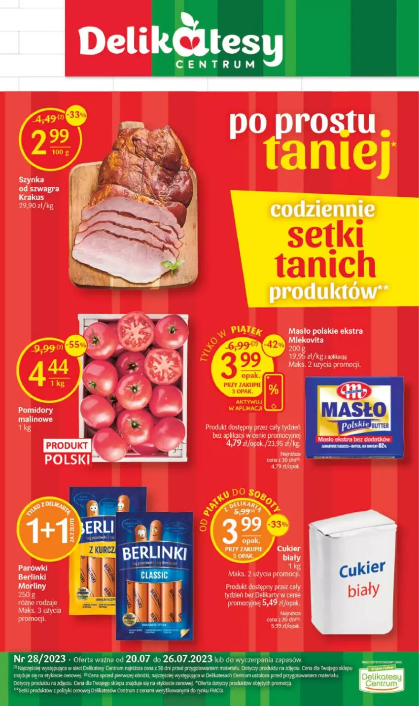 Gazetka promocyjna Delikatesy Centrum - Gazetka DC28 - ważna 20.07 do 26.07.2023 - strona 3 - produkty: Berlinki, Gra, Krakus, Masło, Mleko, Mlekovita, Pomidory, Rum, Szynka