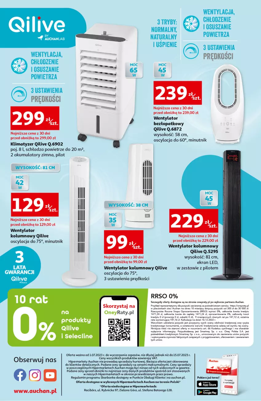 Gazetka promocyjna Auchan - Gazetka Wentylatory Qilive by AUCHANLAB Hipermarket Auchan - ważna 01.07 do 15.07.2023 - strona 4 - produkty: Akumulator, Fa, Gra, Kosz, Ser, Sok, Tera, Top