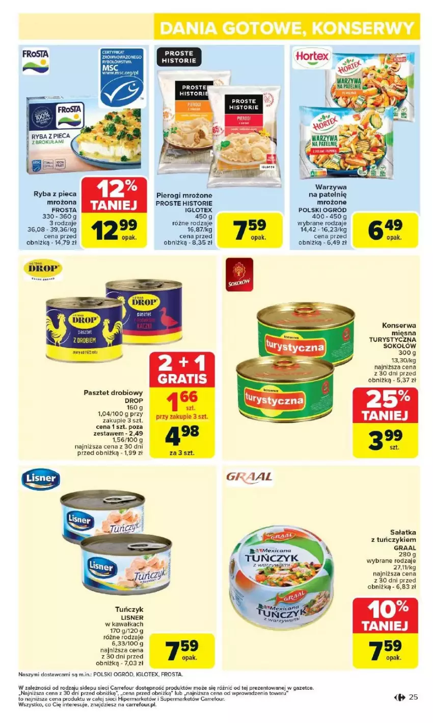 Gazetka promocyjna Carrefour - ważna 12.05 do 17.05.2025 - strona 20 - produkty: Frosta, Gra, Graal, Ogród, Pasztet, Piec, Pierogi, Ryba, Sałat, Sałatka, Ser, Sok, Sokołów, Tuńczyk, Warzywa