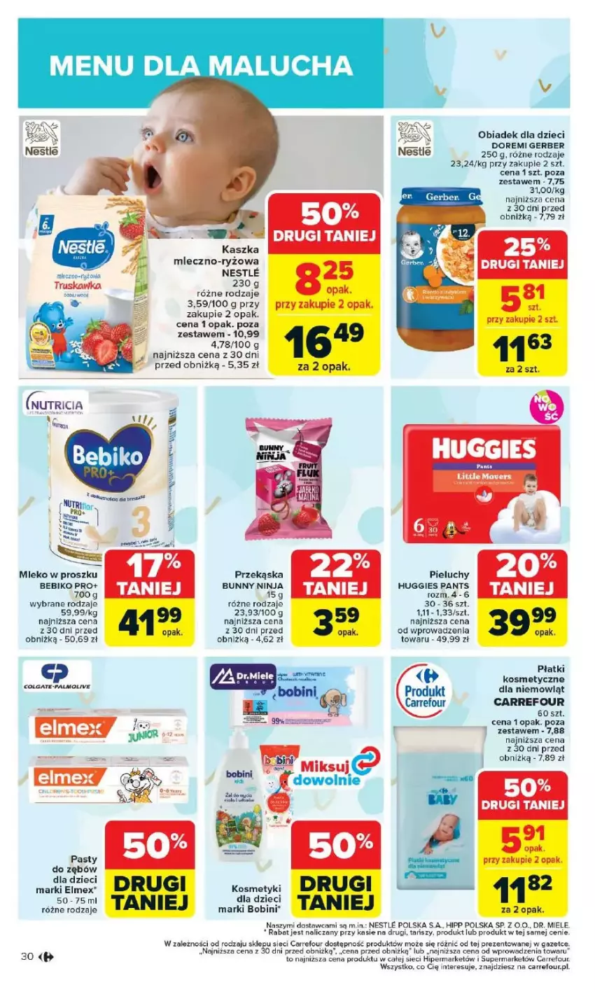 Gazetka promocyjna Carrefour - ważna 12.05 do 17.05.2025 - strona 26 - produkty: Bebiko, Colgate, Dzieci, Elmex, Fa, Gerber, HiPP, Huggies, Kaszka mleczno-ryzowa, Kosmetyki dla dzieci, LG, Mleko, Mleko w proszku, Pieluchy, Płatki kosmetyczne