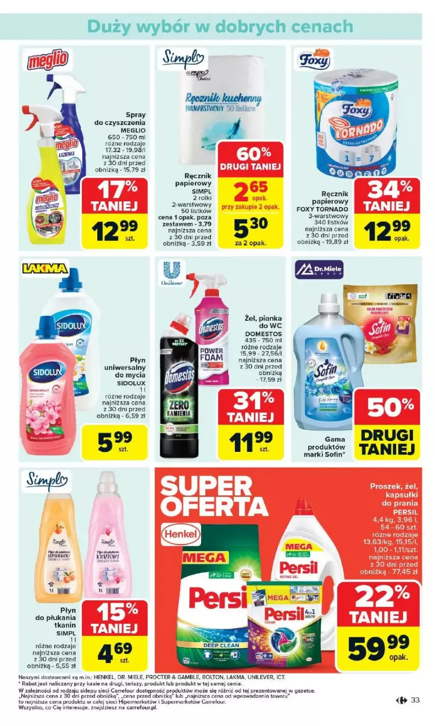Gazetka promocyjna Carrefour - ważna 12.05 do 17.05.2025 - strona 29 - produkty: Domestos, Fa, Kapsułki do prania, Papier, Persil, Płyn do płukania, Ręcznik, Sidolux, Spray do czyszczenia