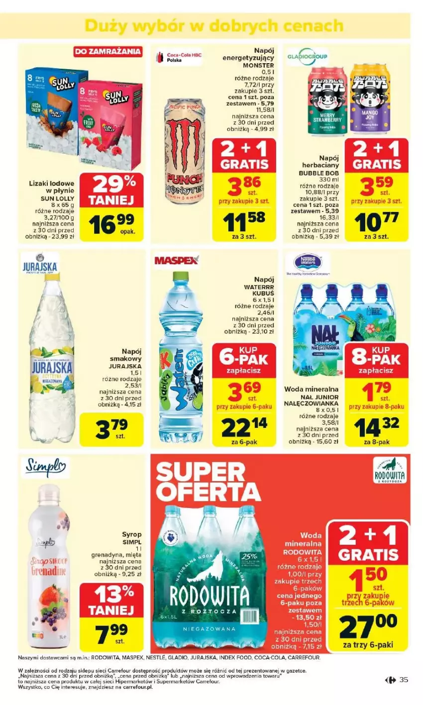 Gazetka promocyjna Carrefour - ważna 12.05 do 17.05.2025 - strona 31 - produkty: Coca-Cola, Gra, Kubuś, LG, Lizaki, Mięta, Nałęczowianka, Napój, Syrop, Woda, Woda mineralna