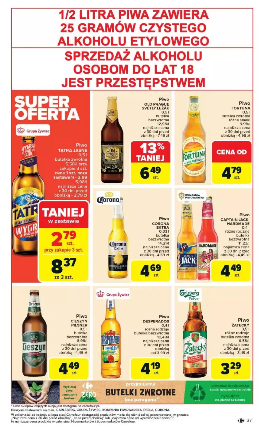 Gazetka promocyjna Carrefour - ważna 12.05 do 17.05.2025 - strona 33 - produkty: Captain Jack, Carlsberg, Corona Extra, Desperados, Fa, Fortuna, Gra, Perła, Piwa, Piwo