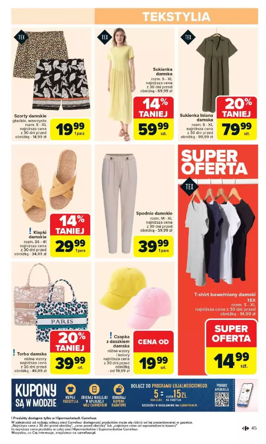 Gazetka promocyjna Carrefour - ważna 12.05 do 17.05.2025 - strona 42 - produkty: Czapka, Gra, Klapki, Klej, Spodnie, Sukienka, Szorty, Torba