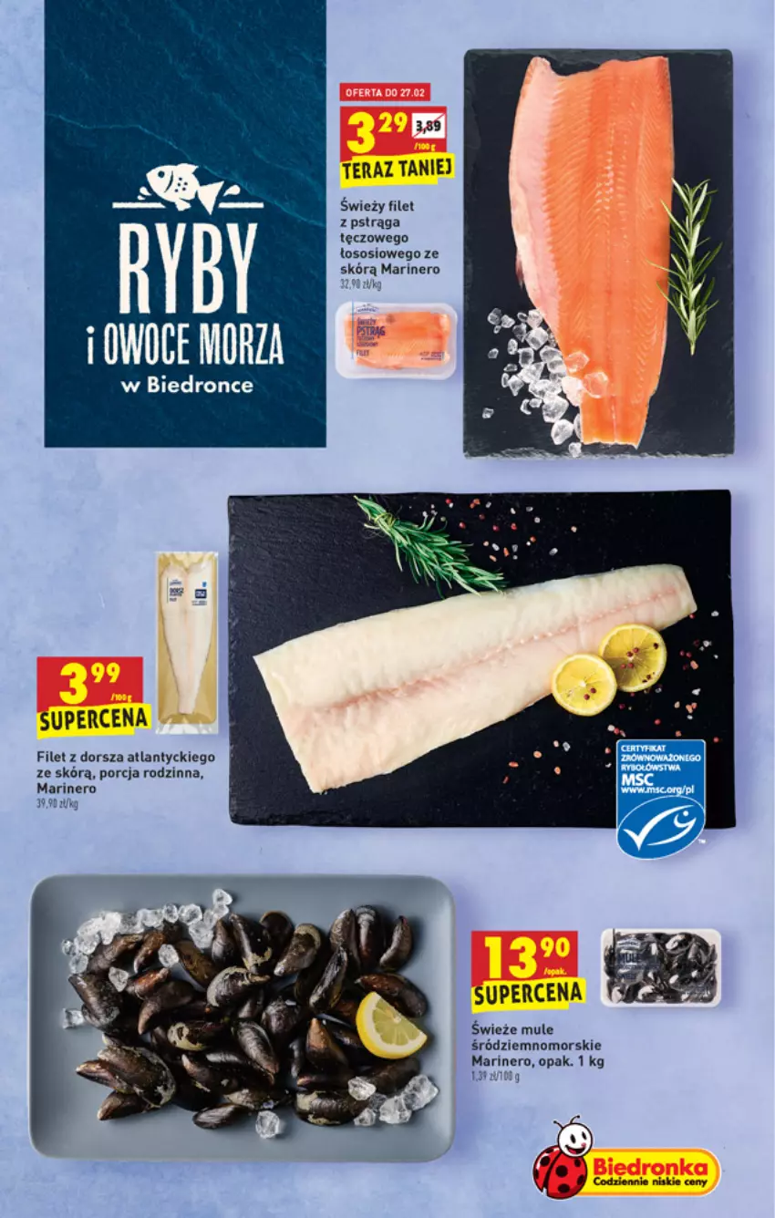 Gazetka promocyjna Biedronka - W tym tygodniu PN - ważna 25.02 do 03.03.2021 - strona 15 - produkty: Dorsz, Filet z dorsza atlantyckiego, Mule, Por, Pstrąg, Sos, Tera