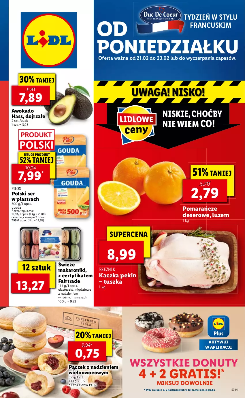 Gazetka promocyjna Lidl - GAZETKA - ważna 21.02 do 23.02.2022 - strona 1 - produkty: Deser, Donut, Fa, Gouda, Gra, Kaczka, Nuty, Pączek, Ser, Tusz, Waga