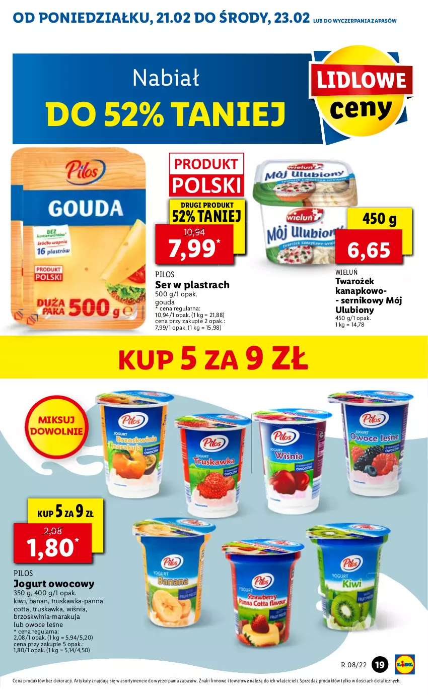 Gazetka promocyjna Lidl - GAZETKA - ważna 21.02 do 23.02.2022 - strona 19 - produkty: Kiwi, Owoce, Panna cotta, Pilos, Ser