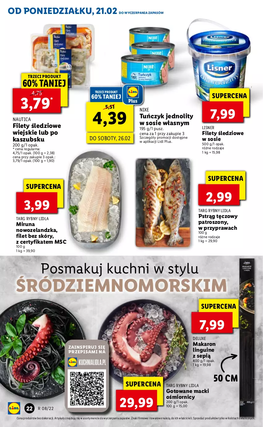 Gazetka promocyjna Lidl - GAZETKA - ważna 21.02 do 23.02.2022 - strona 22 - produkty: Makaron, Miruna, Sos