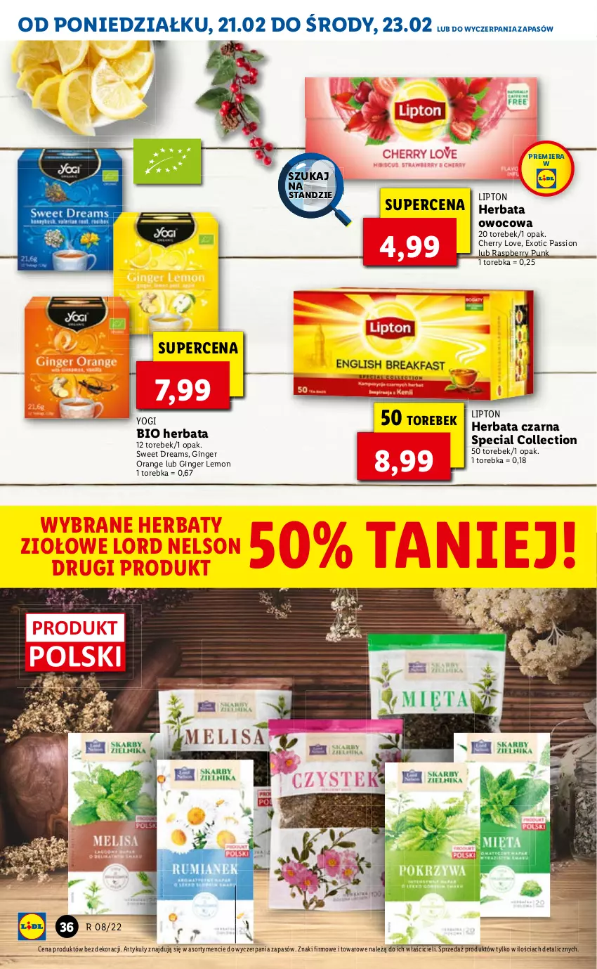 Gazetka promocyjna Lidl - GAZETKA - ważna 21.02 do 23.02.2022 - strona 36 - produkty: Herbata, Herbata owocowa, Lipton, Torebka