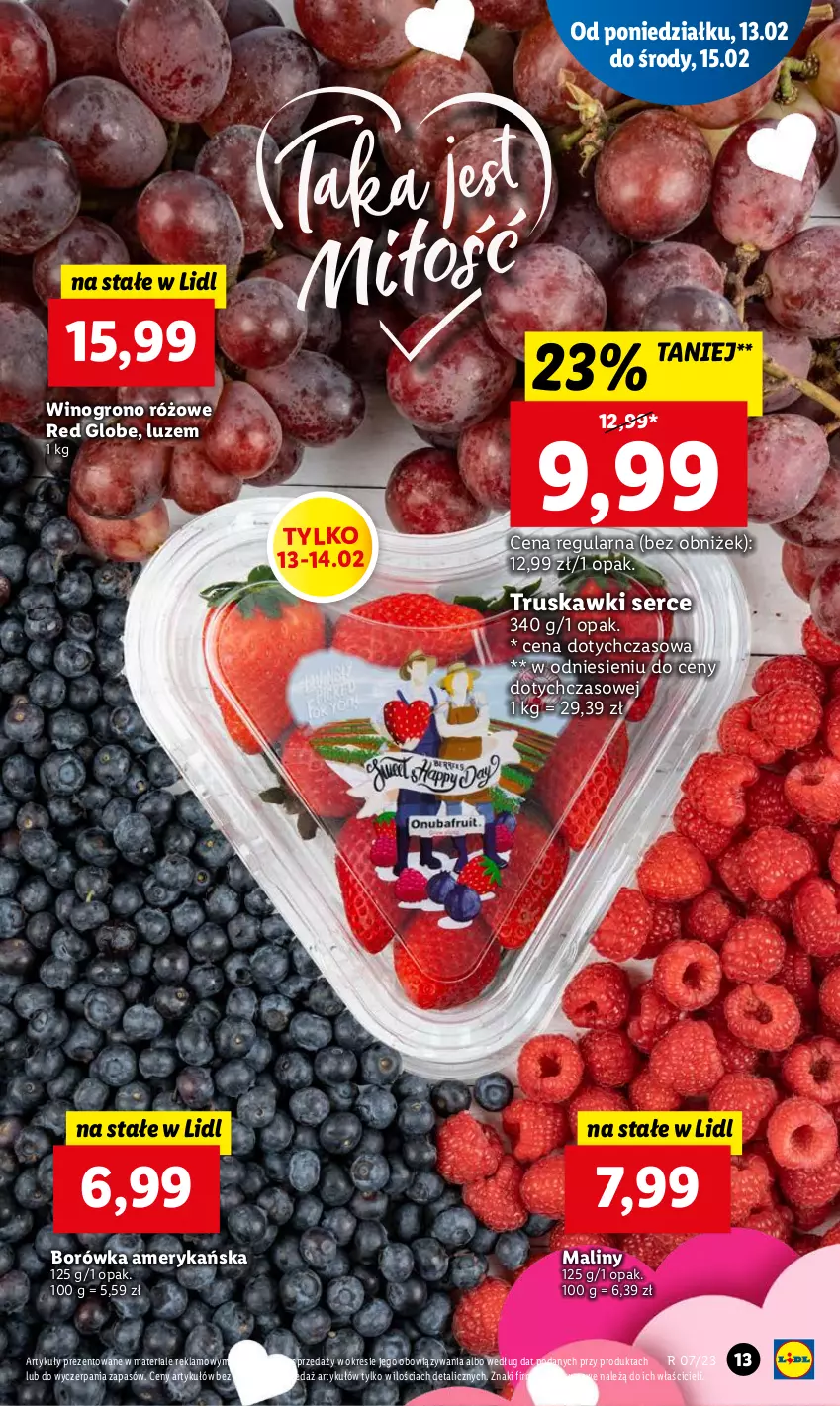 Gazetka promocyjna Lidl - GAZETKA - ważna 13.02 do 15.02.2023 - strona 13 - produkty: Borówka, Borówka amerykańska, Maliny, Ser, Truskawki, Wino