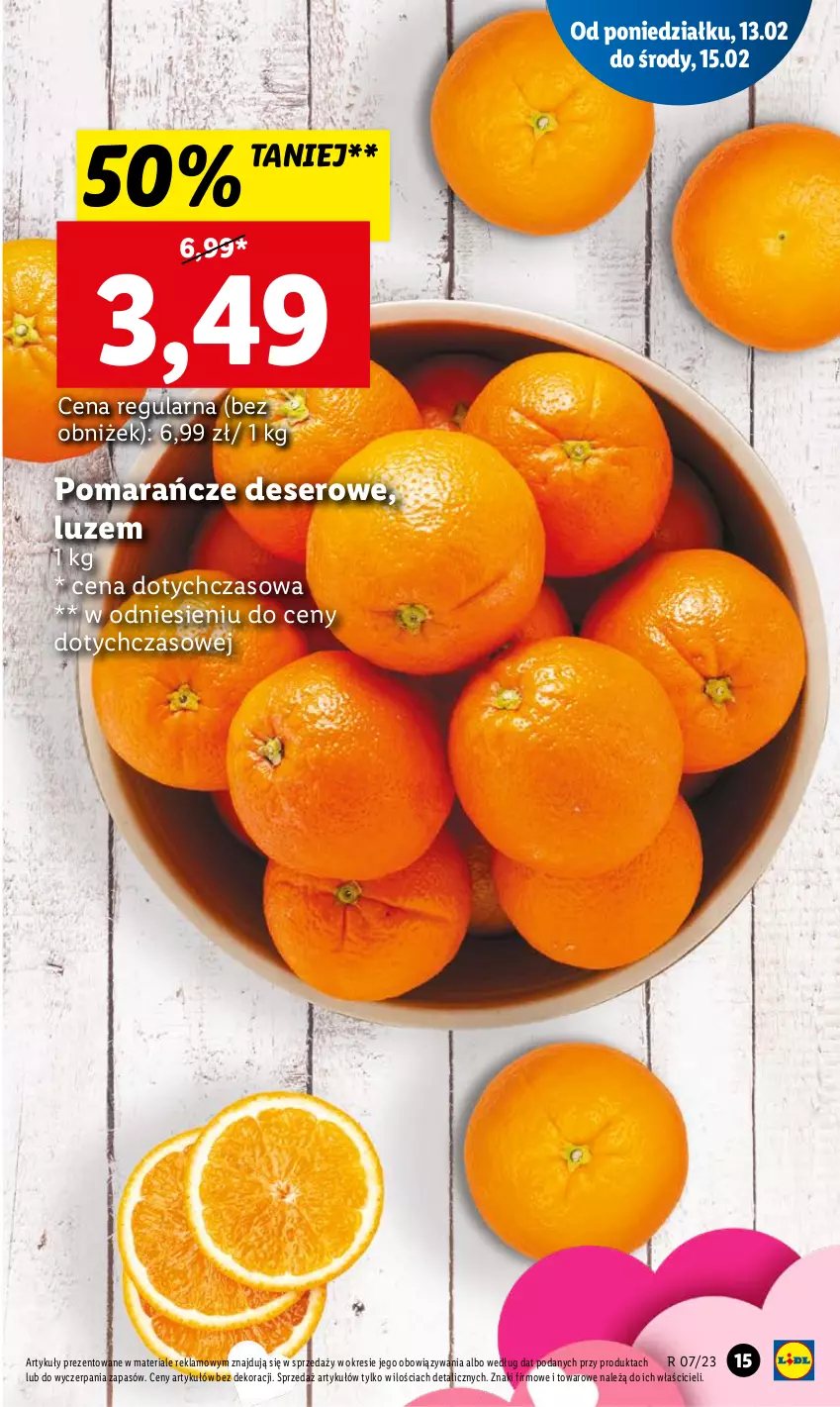 Gazetka promocyjna Lidl - GAZETKA - ważna 13.02 do 15.02.2023 - strona 15 - produkty: Deser, Pomarańcze, Ser