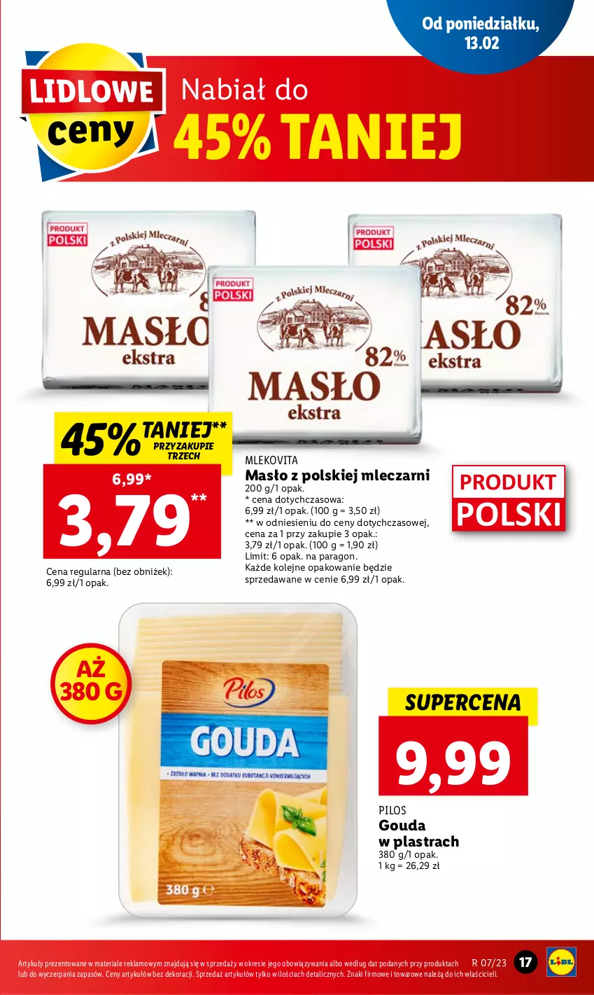 Gazetka promocyjna Lidl - GAZETKA - ważna 13.02 do 15.02.2023 - strona 19 - produkty: Gouda, Masło, Mleko, Mlekovita, Olej, Pilos