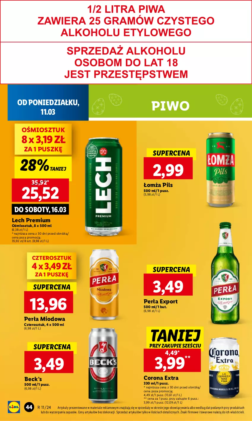 Gazetka promocyjna Lidl - GAZETKA - ważna 11.03 do 13.03.2024 - strona 52 - produkty: Corona Extra, Lech Premium, Perła, Piwo, Por