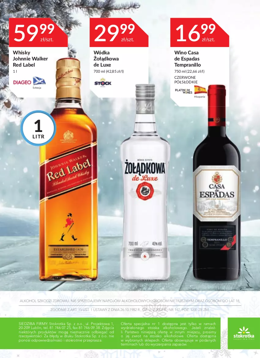 Gazetka promocyjna Stokrotka - Katalog Sylwester - ważna 27.12.2021 do 13.01.2022 - strona 16 - produkty: Fa, Johnnie Walker, Koc, Rama, Whisky, Wino, Wódka