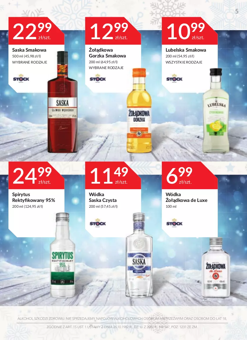 Gazetka promocyjna Stokrotka - Katalog Sylwester - ważna 27.12.2021 do 13.01.2022 - strona 5 - produkty: Saska, Wódka