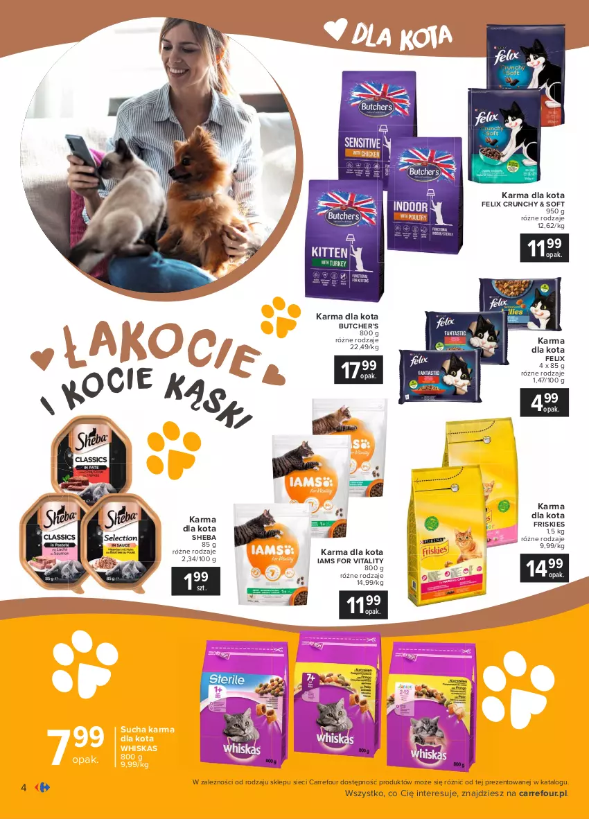 Gazetka promocyjna Carrefour - Gazetka Zoostaliśmy przyjaciółmi - ważna 28.06 do 10.07.2021 - strona 4 - produkty: Felix, Friskies, Iams, Sheba, Sucha karma, Whiskas