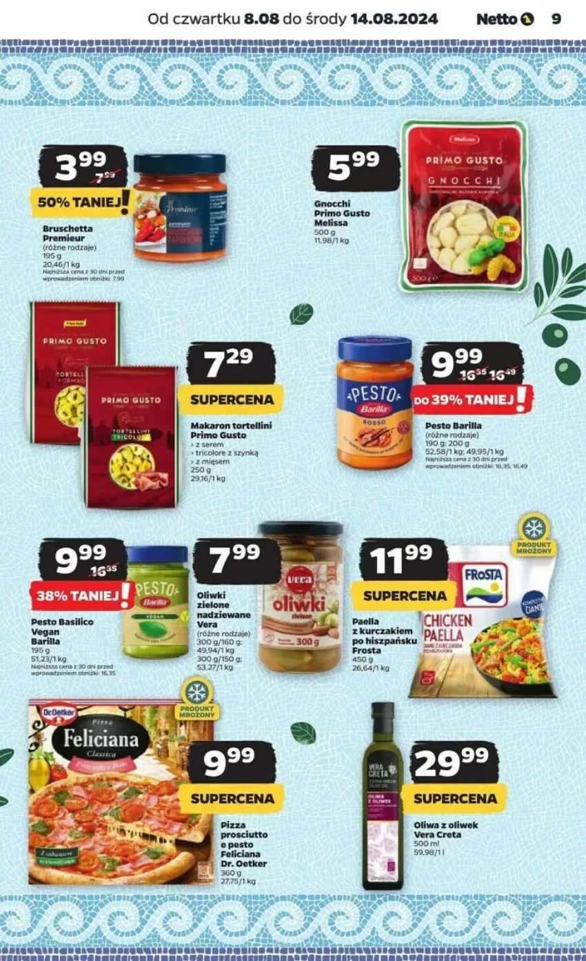 Gazetka promocyjna Netto - ważna 08.08 do 13.08.2024 - strona 17 - produkty: Barilla, Dr. Oetker, Fa, Feliciana, Frosta, Gnocchi, Gra, Makaron, Oliwa, Oliwa z oliwek, Pesto, Pizza, Prosciutto, Rum, Ser, Wagi