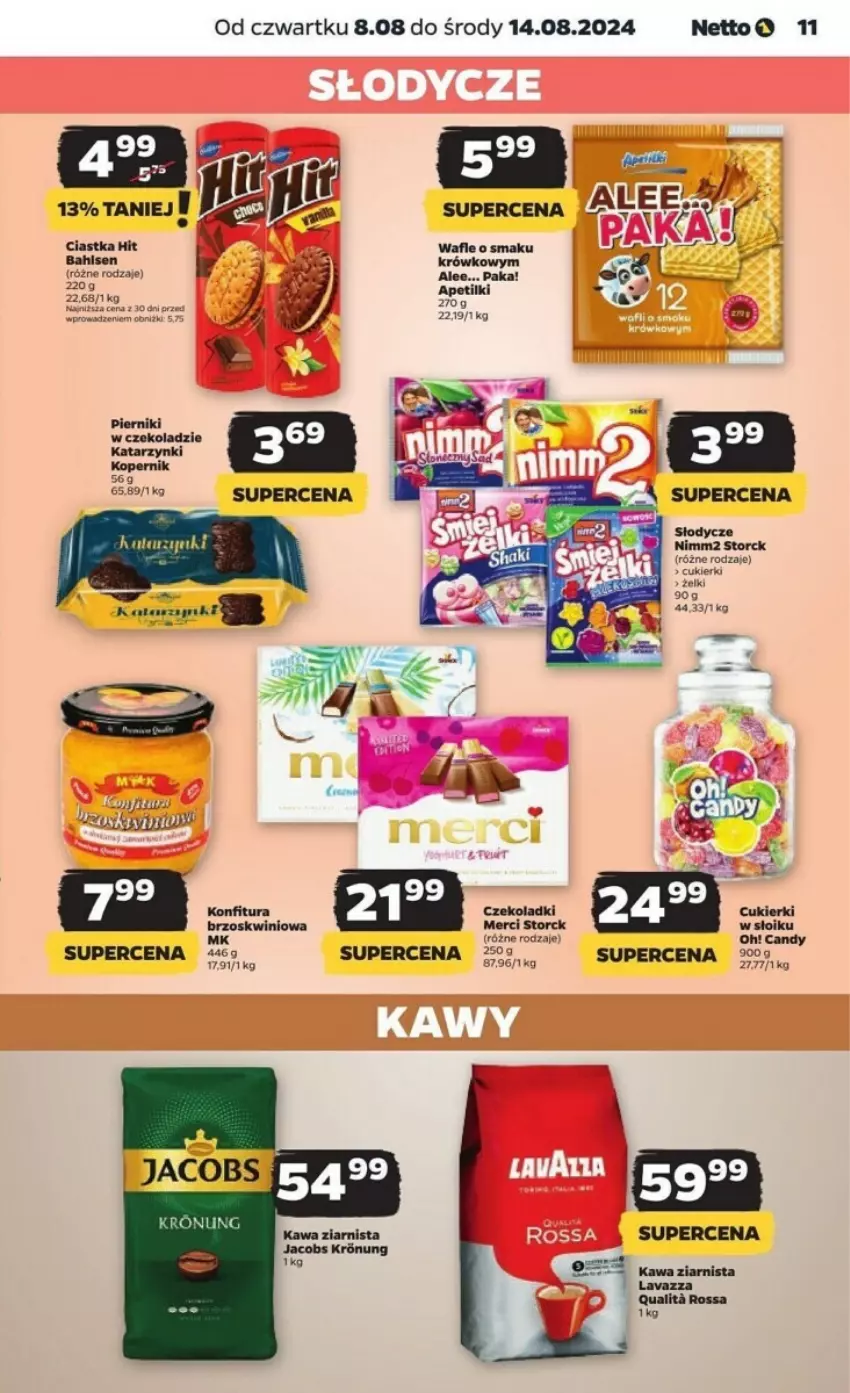 Gazetka promocyjna Netto - ważna 08.08 do 13.08.2024 - strona 3 - produkty: Candy, Ciastka, Cukier, Cukierki, Jacobs, Kawa, Kawa ziarnista, Konfitura, Merci, Nimm2, Piernik, Pierniki w czekoladzie, Wafle