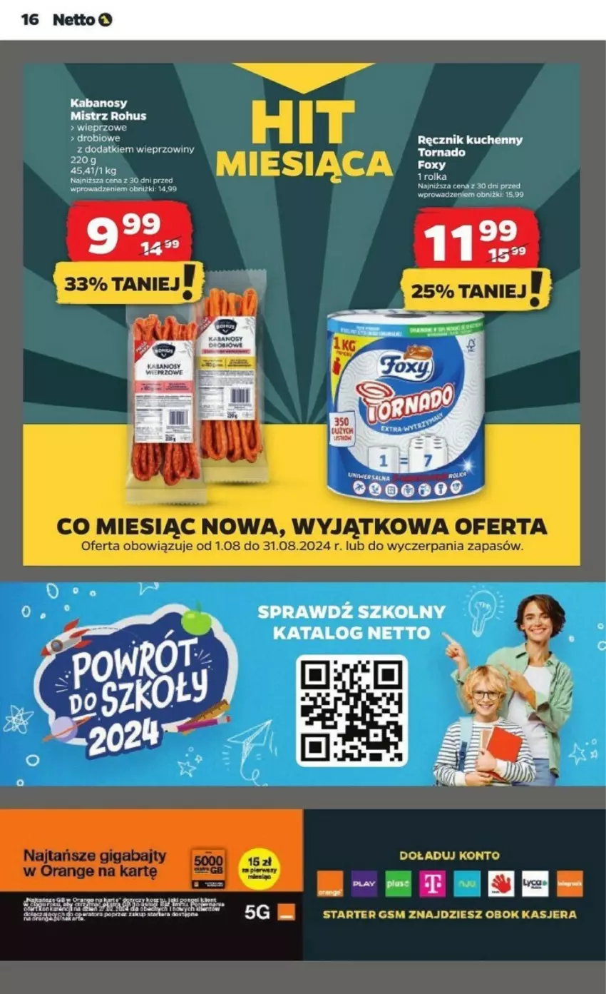 Gazetka promocyjna Netto - ważna 08.08 do 13.08.2024 - strona 8 - produkty: Fa, Foxy, Kabanos, Ręcznik, Ręcznik kuchenny